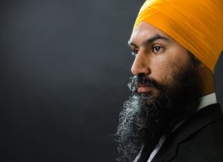 Leadership contender Jagmeet Singh dances on stage with supporters after speaking at the NDP's Leadership Showcase in Hamilton, Ont. on September 17 , 2017. Singh’s campaign says it has enrolled 47,000 of the 124,000 NDP members eligible to vote for the next leader.